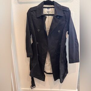 Old Navy Black Double-Breasted Trench Coat